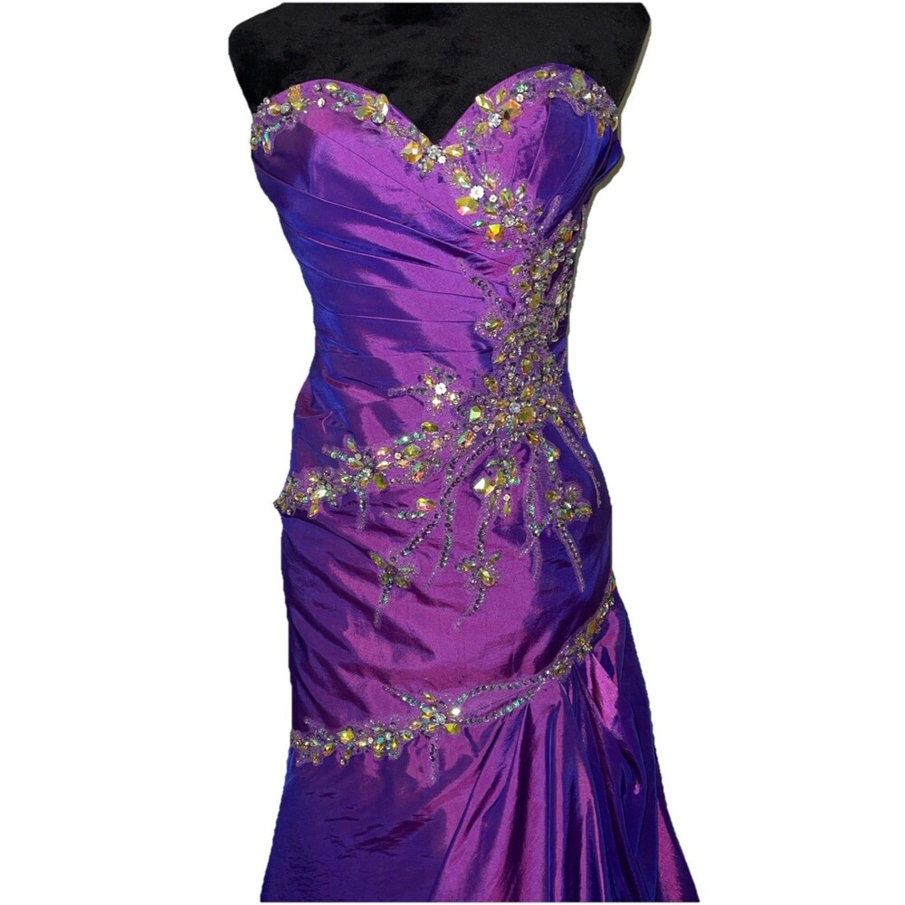 Aspeed Design L1041 Purple Beaded  Prom Pageant Gown Dress SZ XS NWT